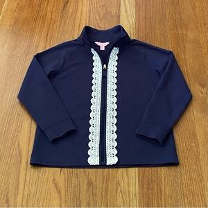 Lilly Pulitzer Classic Skipper Popover with White Lace Trim Girls